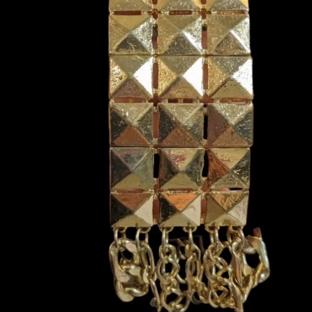Gold Tone‎ Link Stretch Cuff Bracelet